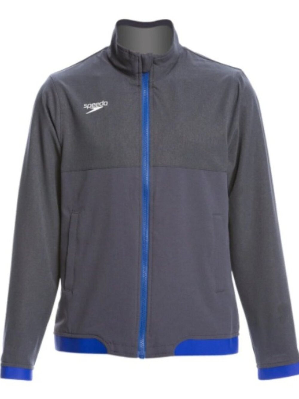 Speedo Youth Tech Warm Up Jacket Lightweight Size M Gray/Blue & Speedo Blue NWT